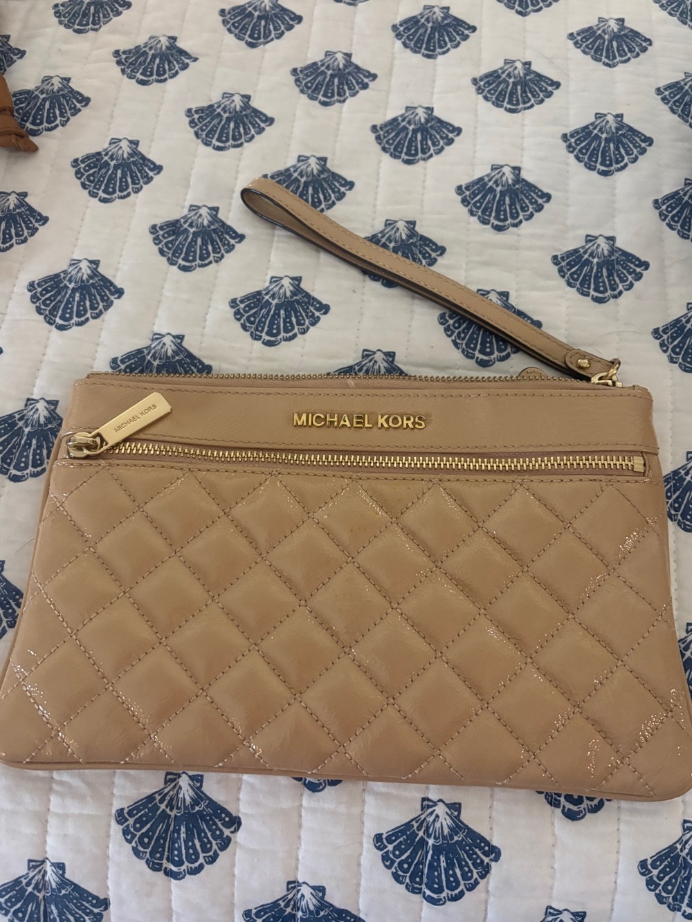 Michael Kors Quilted Beige Leather Clutch